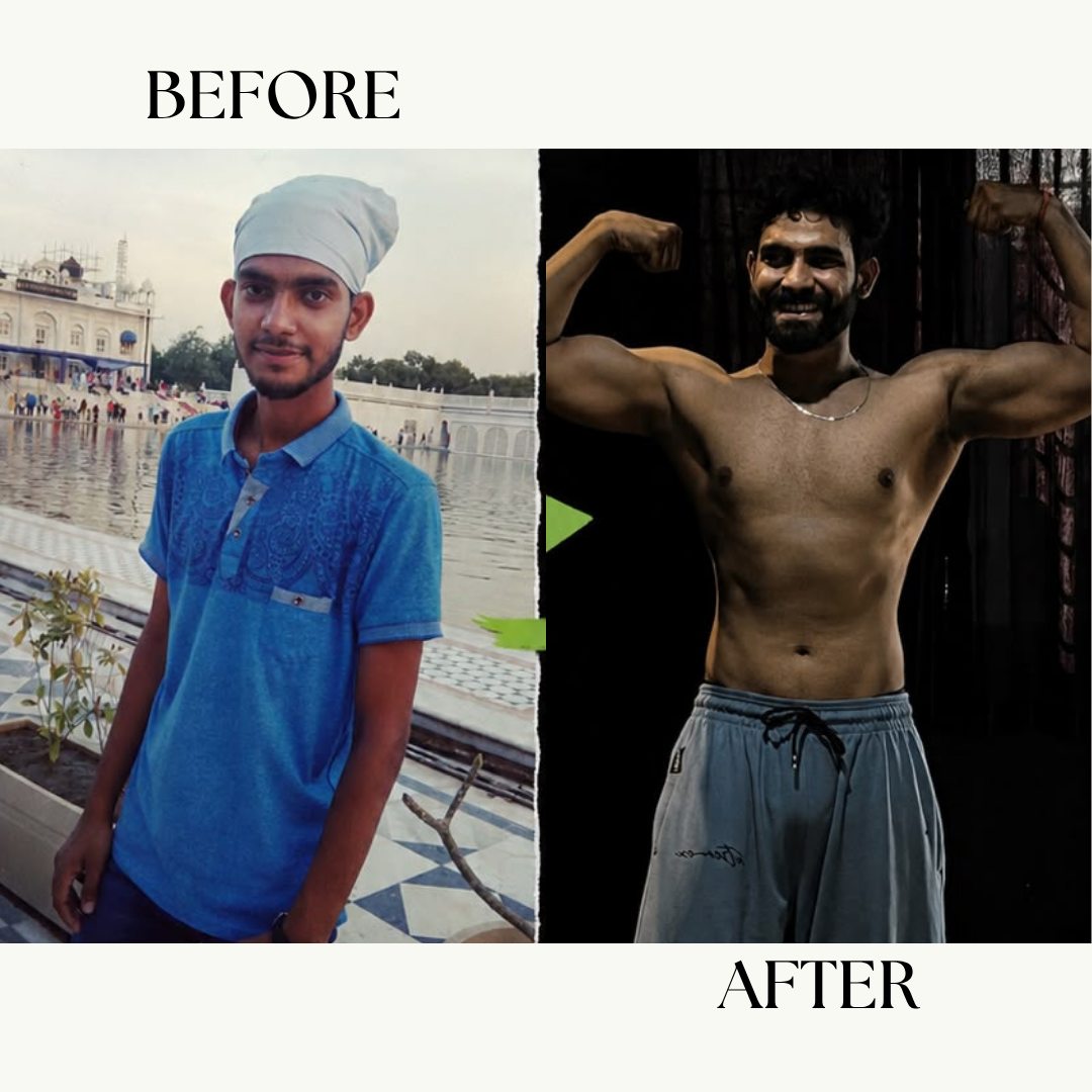Yash before and after MeriDiet muscle gain nutrition plan – gained 20 kg in 6 months