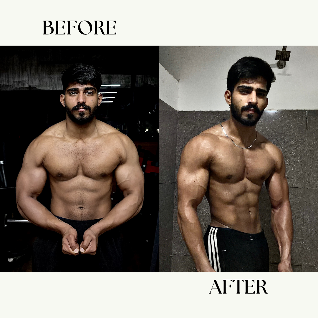 Nikhil before and after MeriDiet fat loss diet plan – lost 5 kg in 2 months while preserving muscle