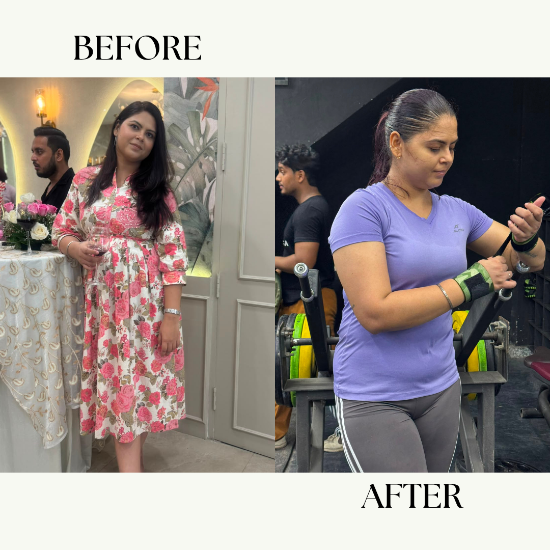 Charanjeet Kaur before and after MeriDiet women weight loss plan – lost 6 kg in 2 months