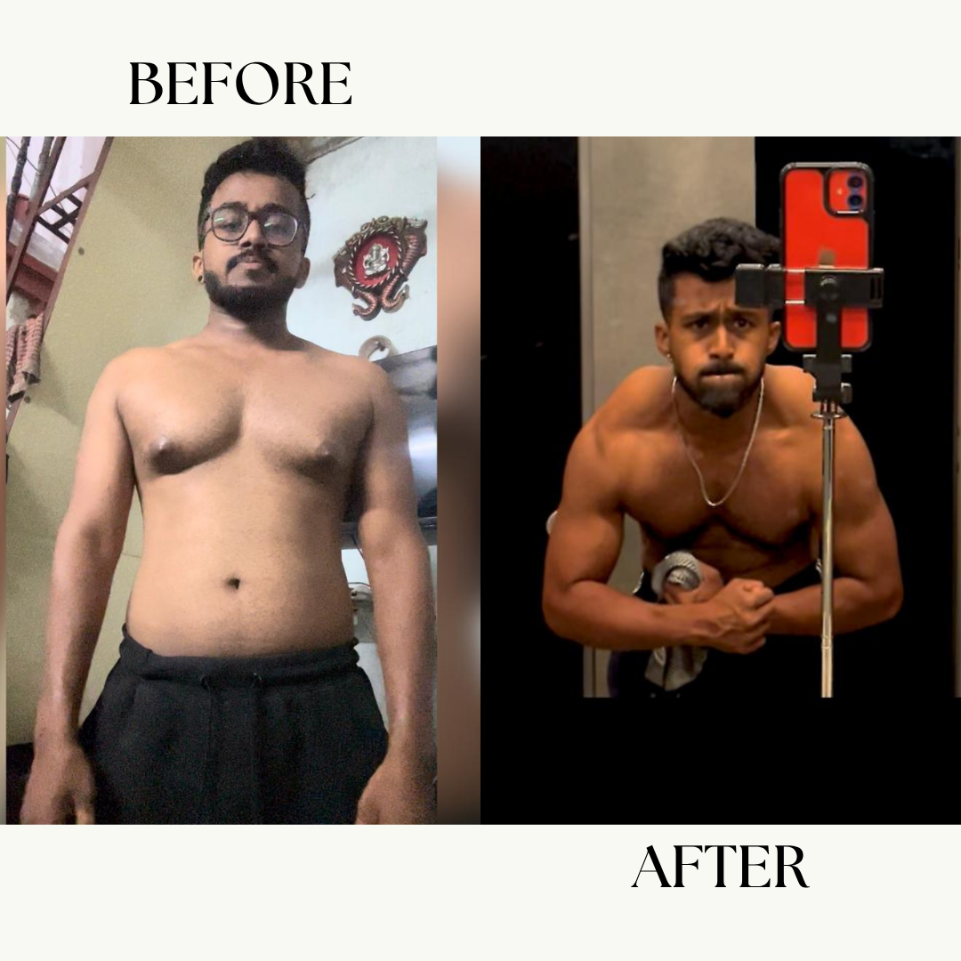 Siddhesh before and after MeriDiet weight loss plan – lost 7 kg in 3 months