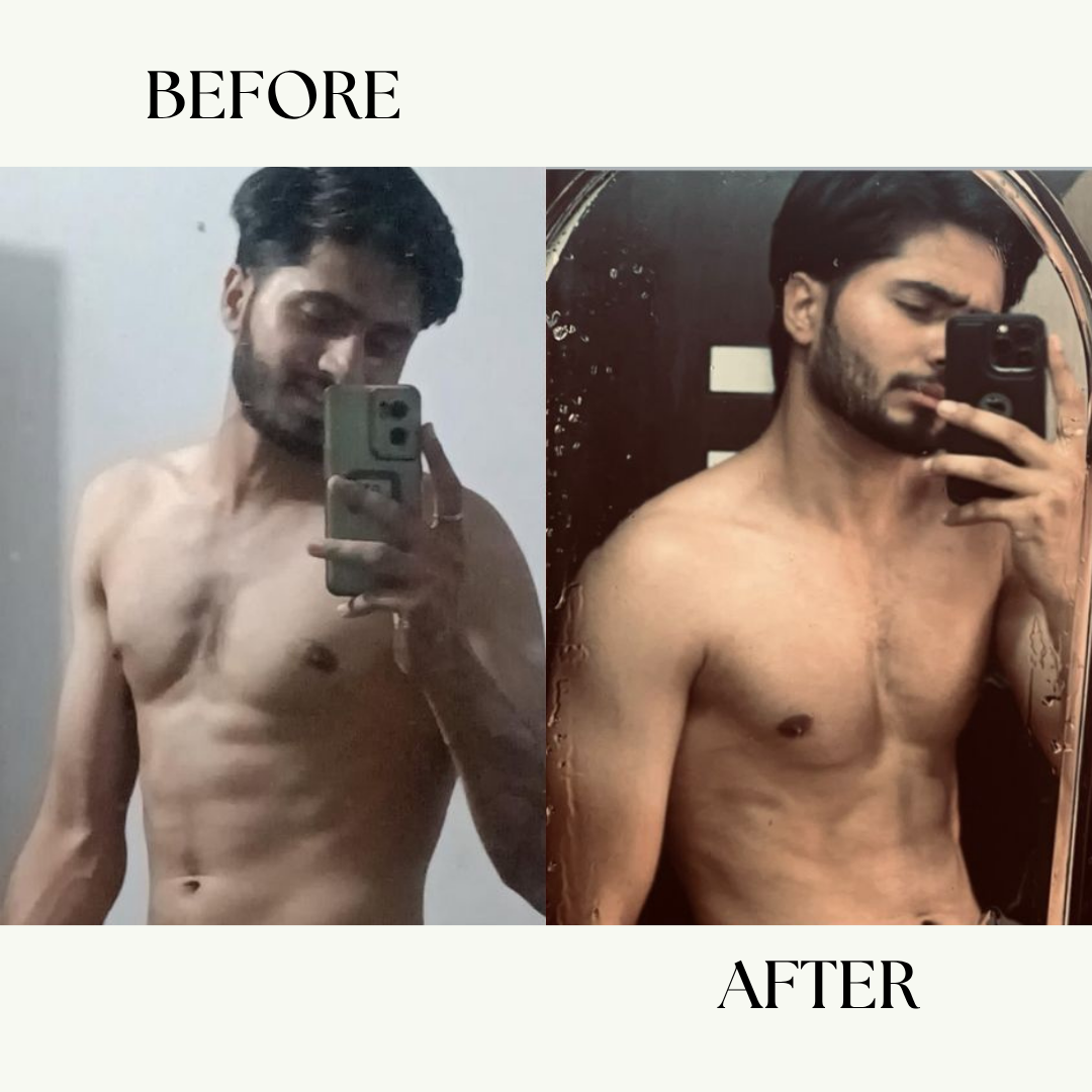 Tanshik before and after MeriDiet muscle gain plan – gained 5 kg in 40 days